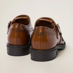 Tobacco Church's X Miu Miu Brushed Leather Double Monk Brogue Shoes | Miu Miu