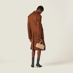 Tobacco Double-breasted Velour Coat | Miu Miu