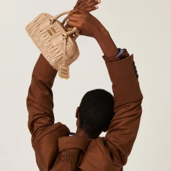 Tobacco Double-breasted Velour Coat | Miu Miu