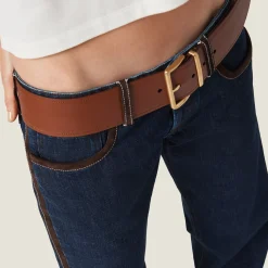 Tobacco Leather Belt | Miu Miu
