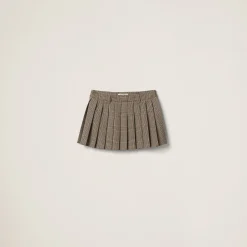 Tobacco Prince Of Wales Check Skirt | Miu Miu