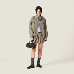 Tobacco Prince Of Wales Checked Blouson Jacket | Miu Miu