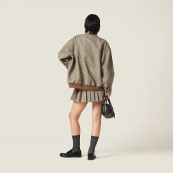 Tobacco Prince Of Wales Checked Blouson Jacket | Miu Miu