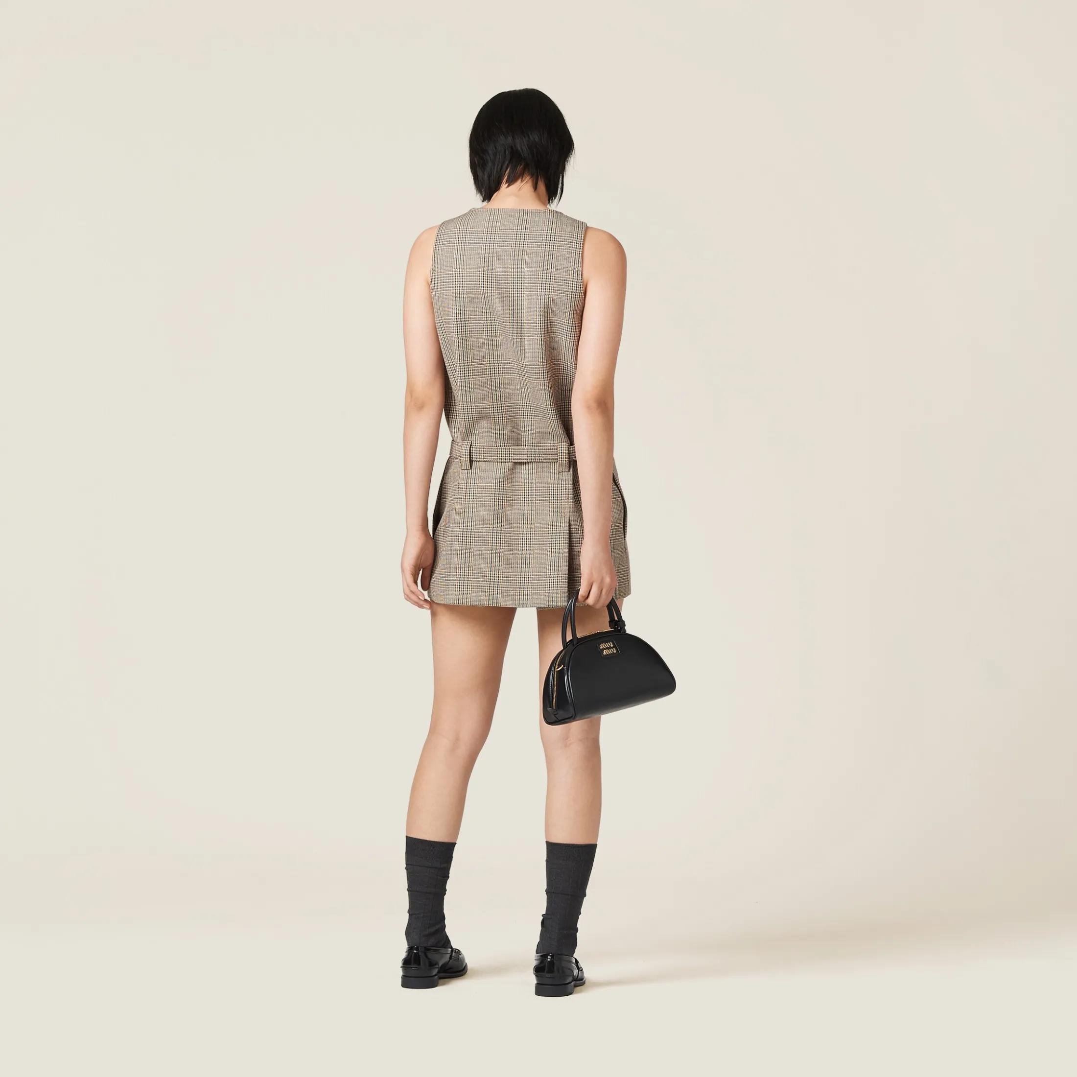 Tobacco Prince Of Wales Check Dress | Miu Miu