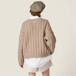 Tobacco Prince Of Wales Checked Wool Hat | Miu Miu