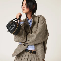 Tobacco Prince Of Wales Checked Blouson Jacket | Miu Miu