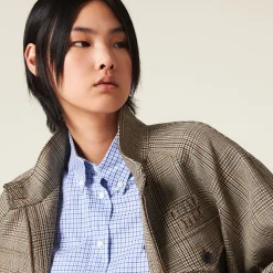 Tobacco Prince Of Wales Checked Blouson Jacket | Miu Miu