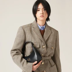 Tobacco Single-breasted Prince Of Wales Check Jacket | Miu Miu