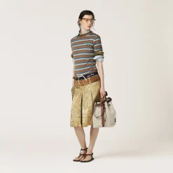 Tobacco/bluette/green Jersey T-shirt | Miu Miu
