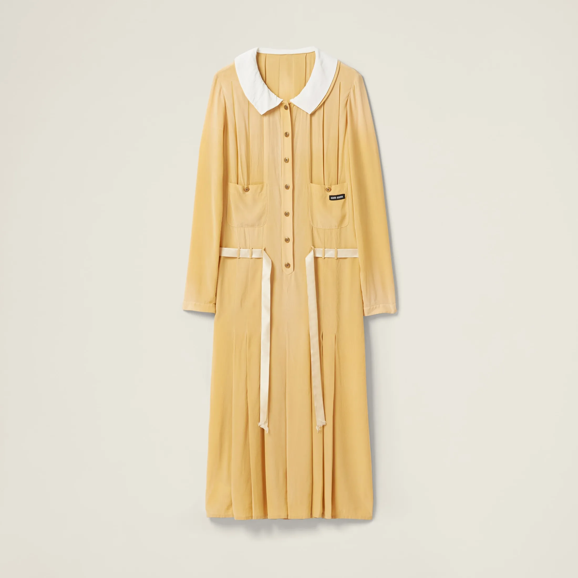 Topaz Garment-dyed Crepe De Chine Dress | Miu Miu