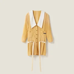 Topaz Garment-dyed Crepe De Chine Mini-dress | Miu Miu