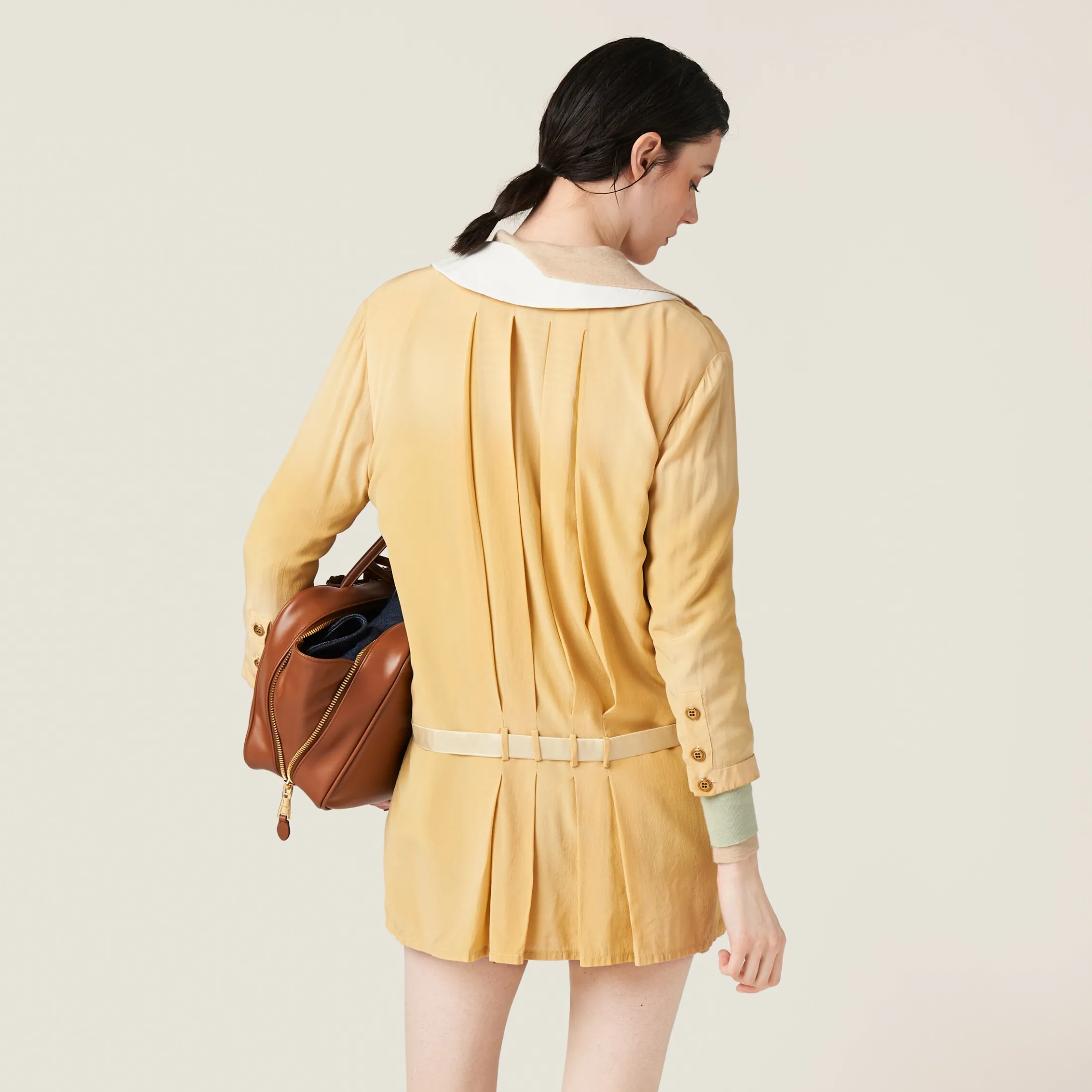 Topaz Garment-dyed Crepe De Chine Mini-dress | Miu Miu