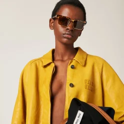 Topaz Nappa Leather Jacket | Miu Miu