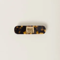 Tortoiseshell/gold Plexiglas And Metal Hair Clip | Miu Miu