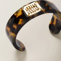 Tortoiseshell/gold Plexiglass And Metal Bracelet | Miu Miu