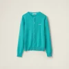 Turquoise Cashmere Knit Cardigan | Miu Miu