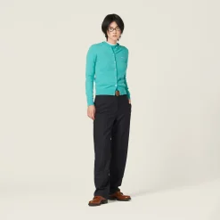 Turquoise Cashmere Knit Cardigan | Miu Miu