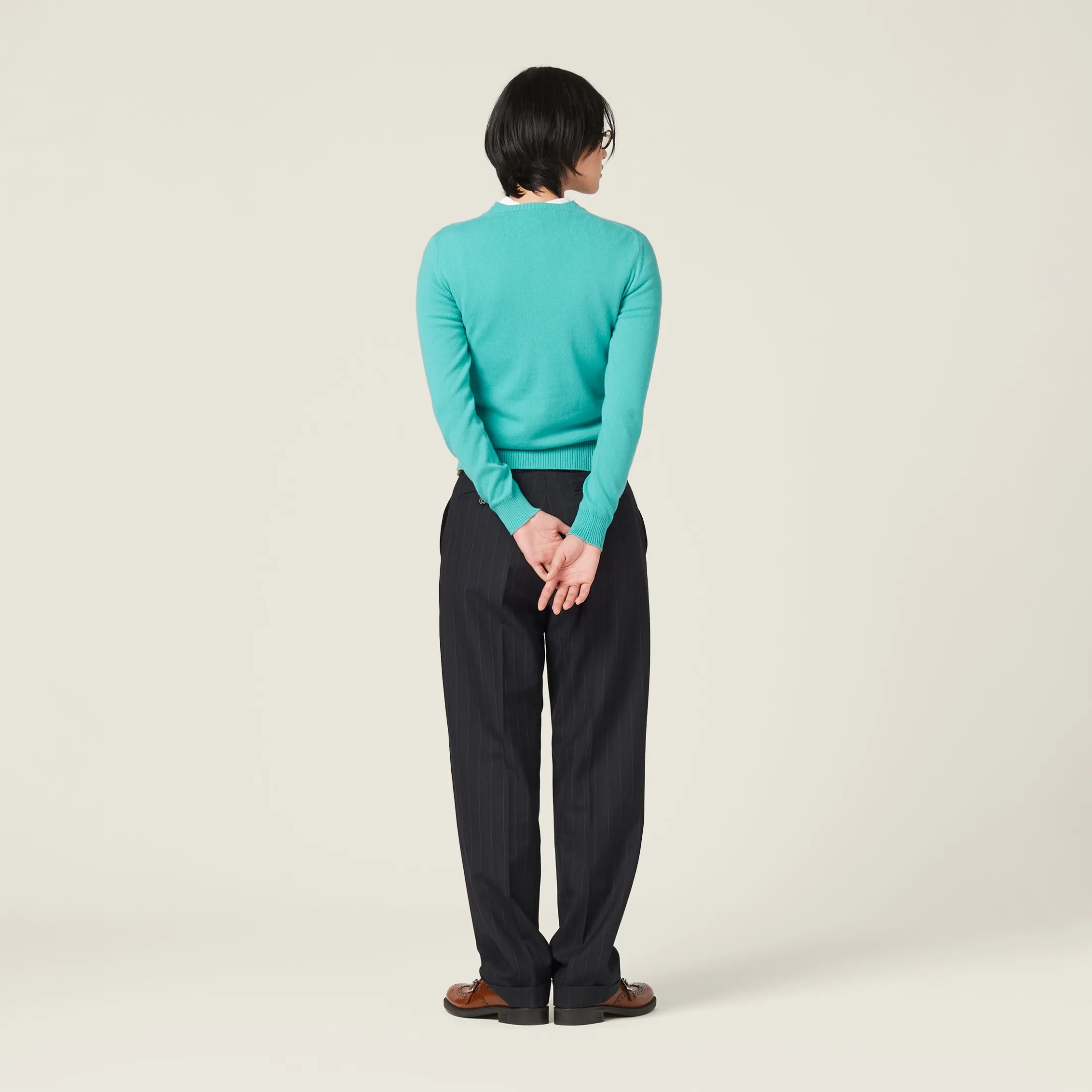 Turquoise Cashmere Knit Cardigan | Miu Miu