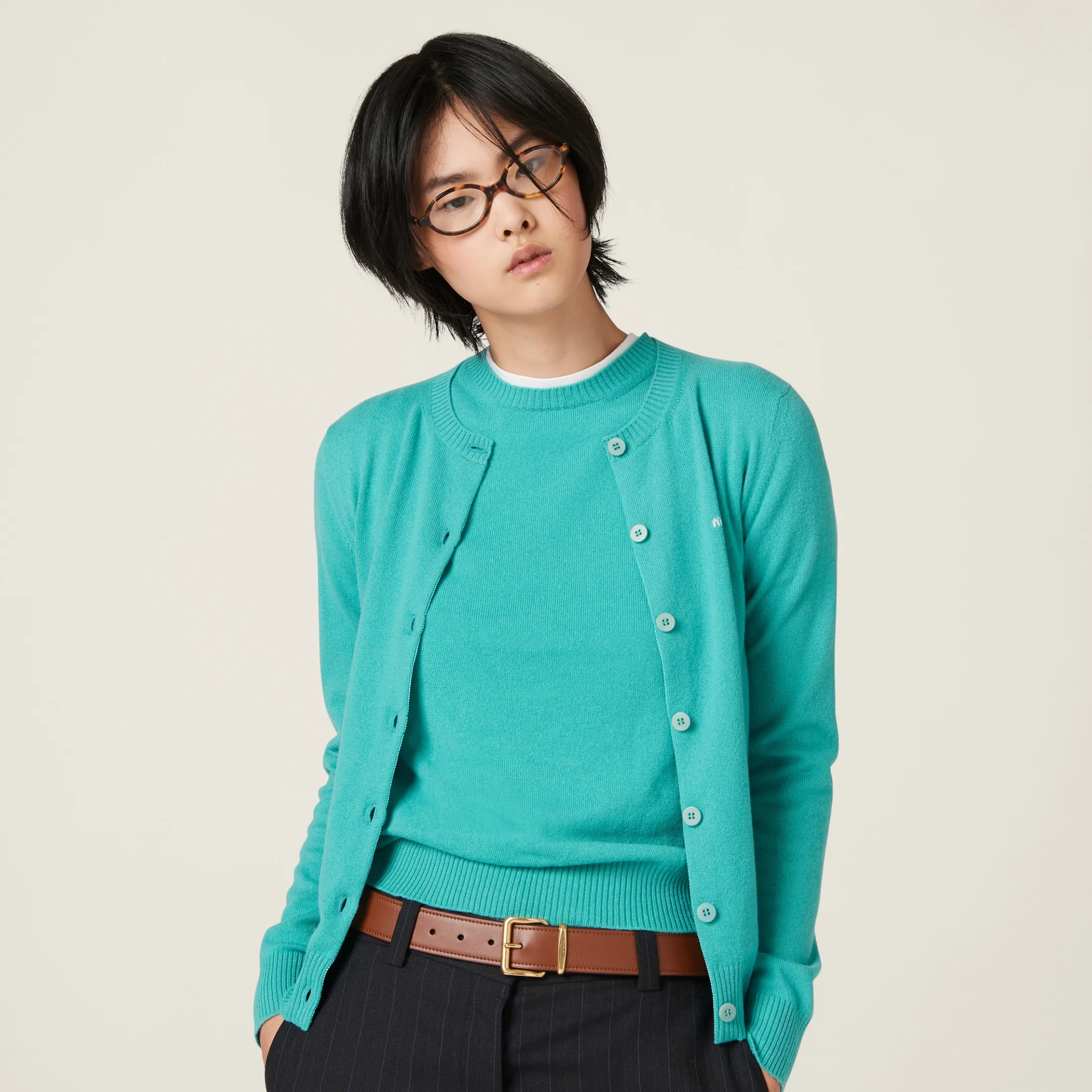 Turquoise Cashmere Sweater | Miu Miu