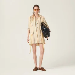 Vanilla Embroidered Marocain Mini-dress | Miu Miu