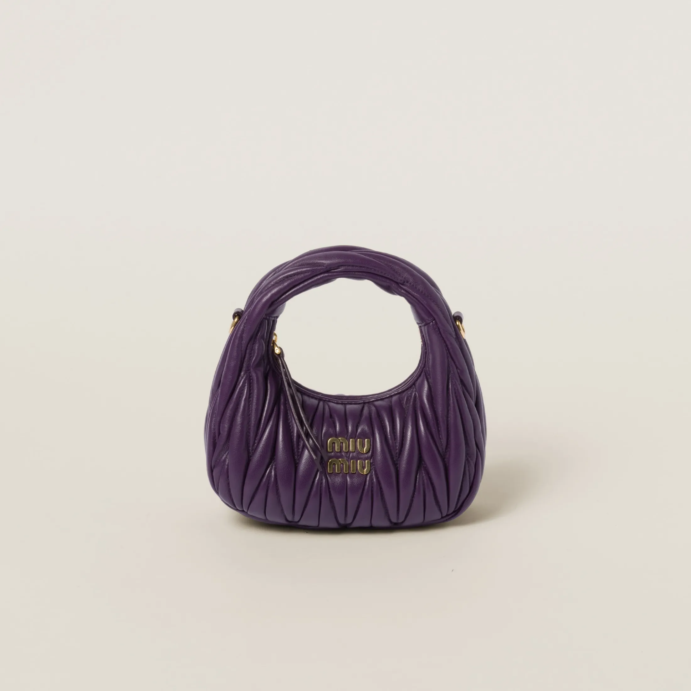 Violet Wander Matelassé Nappa Leather Hobo Mini-bag | Miu Miu