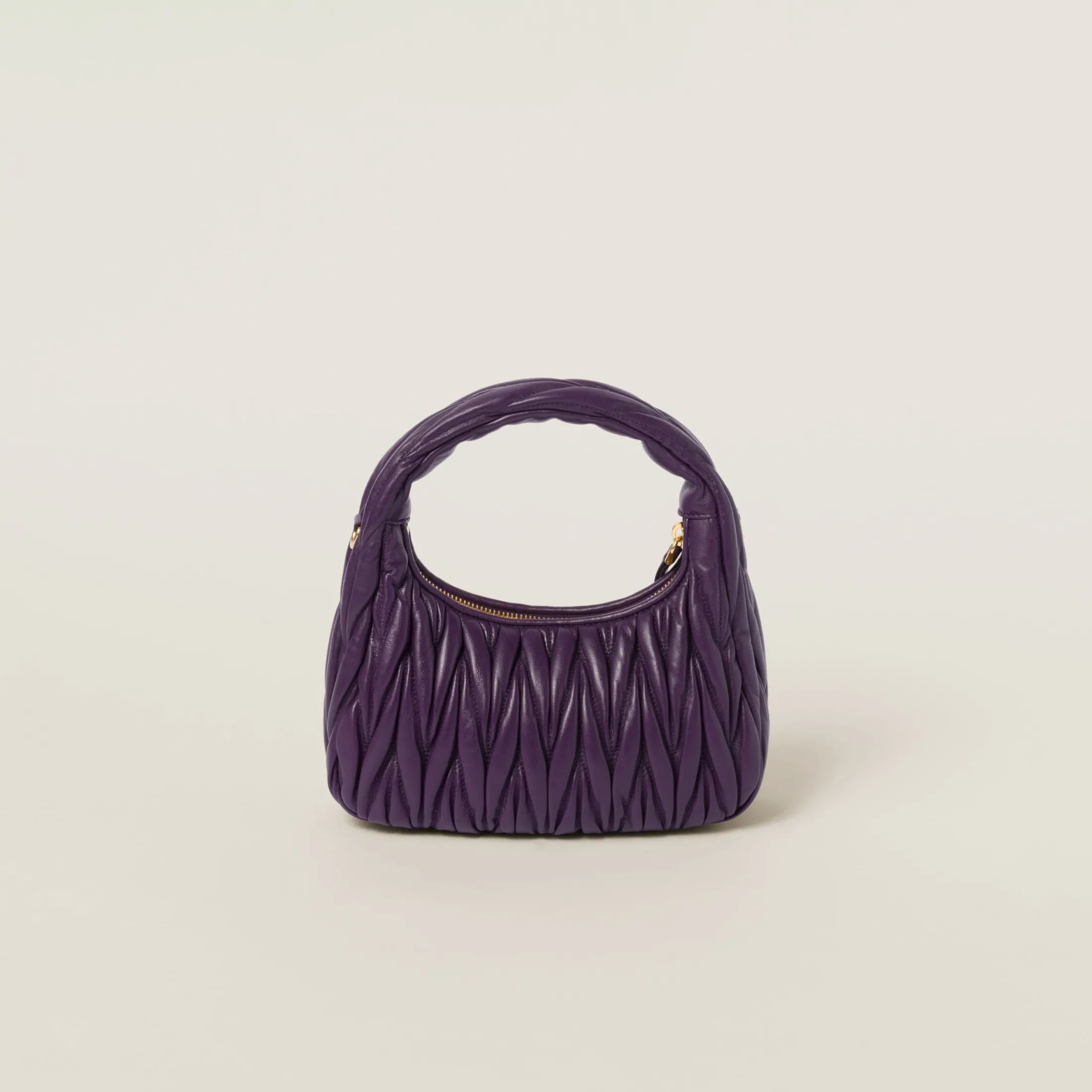 Violet Wander Matelassé Nappa Leather Hobo Bag | Miu Miu