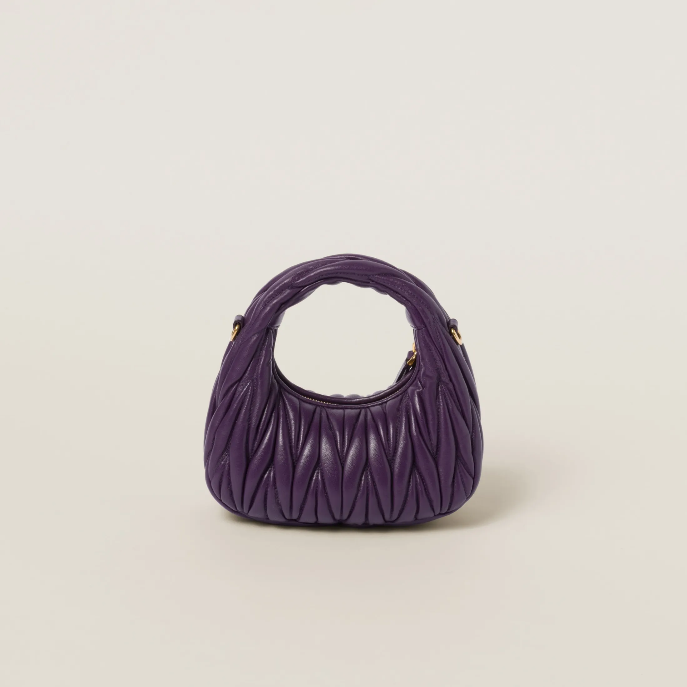 Violet Wander Matelassé Nappa Leather Hobo Mini-bag | Miu Miu