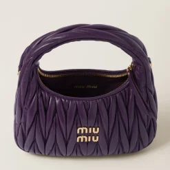 Violet Wander Matelassé Nappa Leather Hobo Bag | Miu Miu