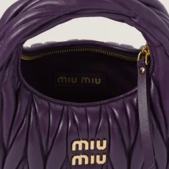 Violet Wander Matelassé Nappa Leather Hobo Mini-bag | Miu Miu