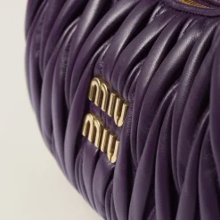 Violet Wander Matelassé Nappa Leather Hobo Bag | Miu Miu