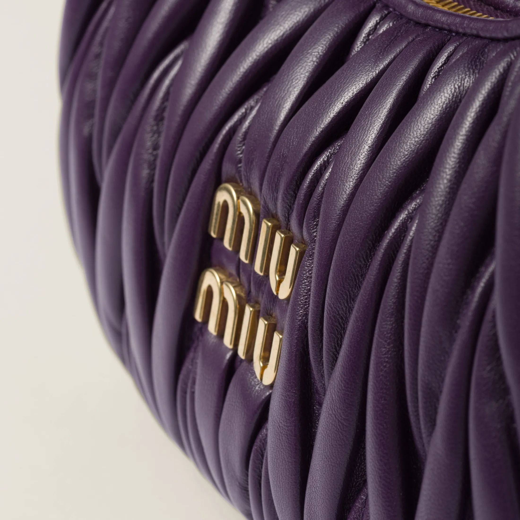 Violet Wander Matelassé Nappa Leather Hobo Bag | Miu Miu