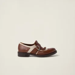 Walnut Brown / Cord Church's X Miu Miu Shanghai Leather And Linen Shoes | Miu Miu