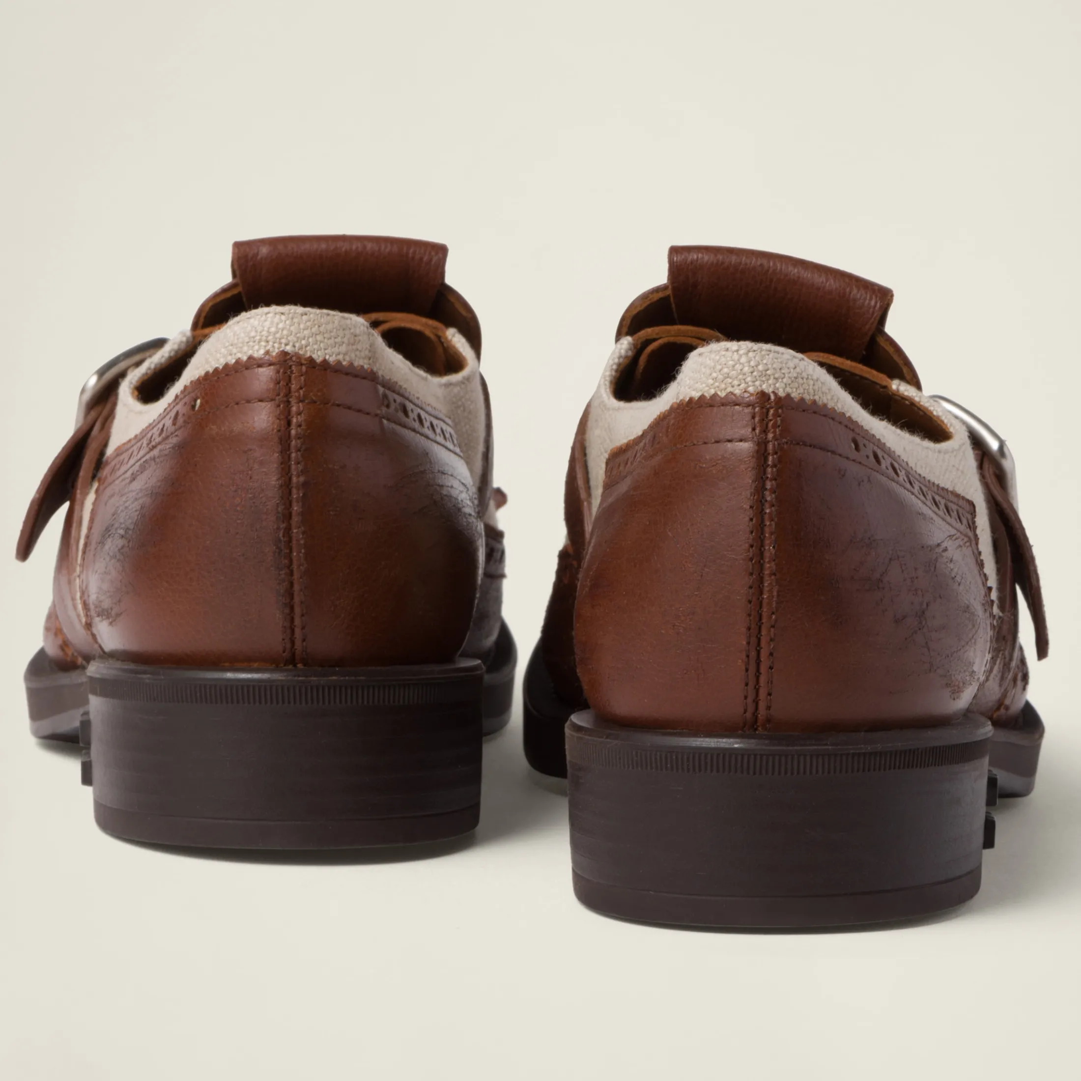 Walnut Brown / Cord Church's X Miu Miu Shanghai Leather And Linen Shoes | Miu Miu