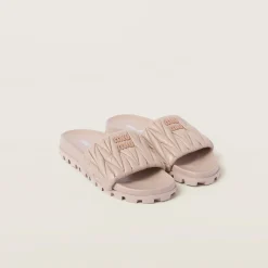 Water Lily Matelassé Nappa Leather Slides | Miu Miu