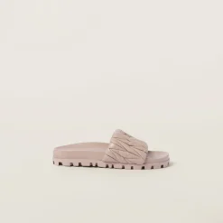 Water Lily Matelassé Nappa Leather Slides | Miu Miu