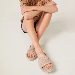 Water Lily Matelassé Nappa Leather Slides | Miu Miu