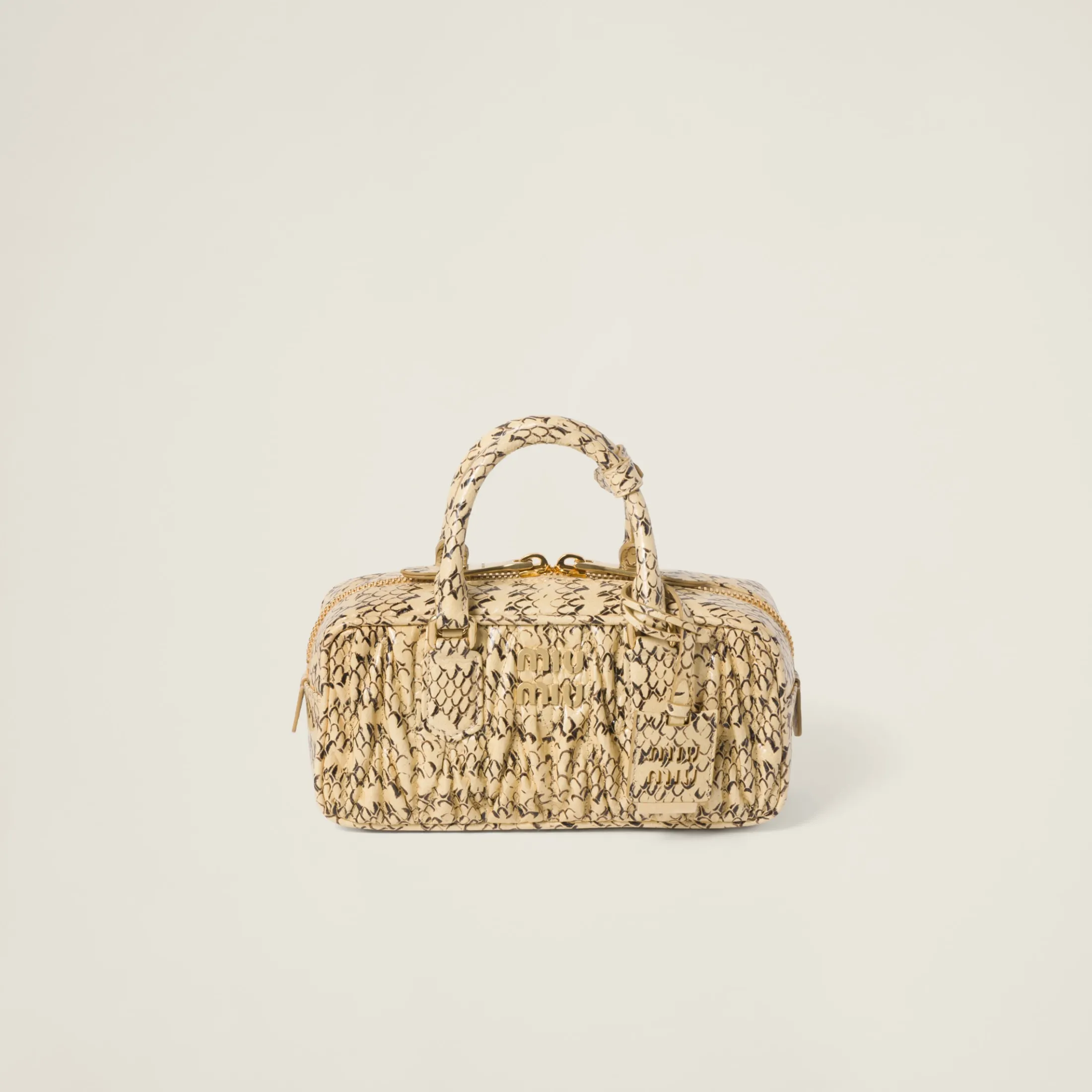 Waxy White Arcadie Whips-print Ayers Snakeskin Bag | Miu Miu