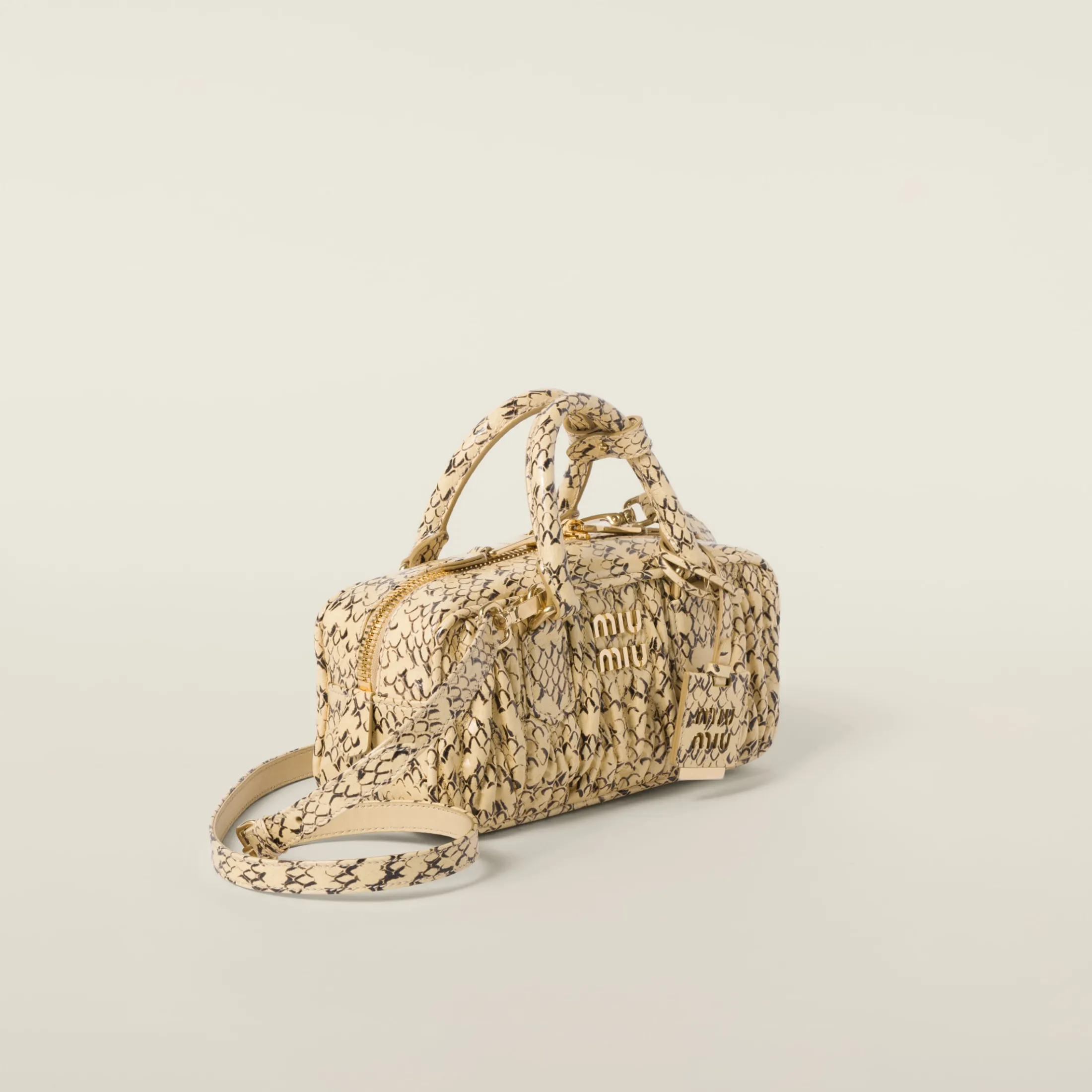 Waxy White Arcadie Whips-print Ayers Snakeskin Bag | Miu Miu