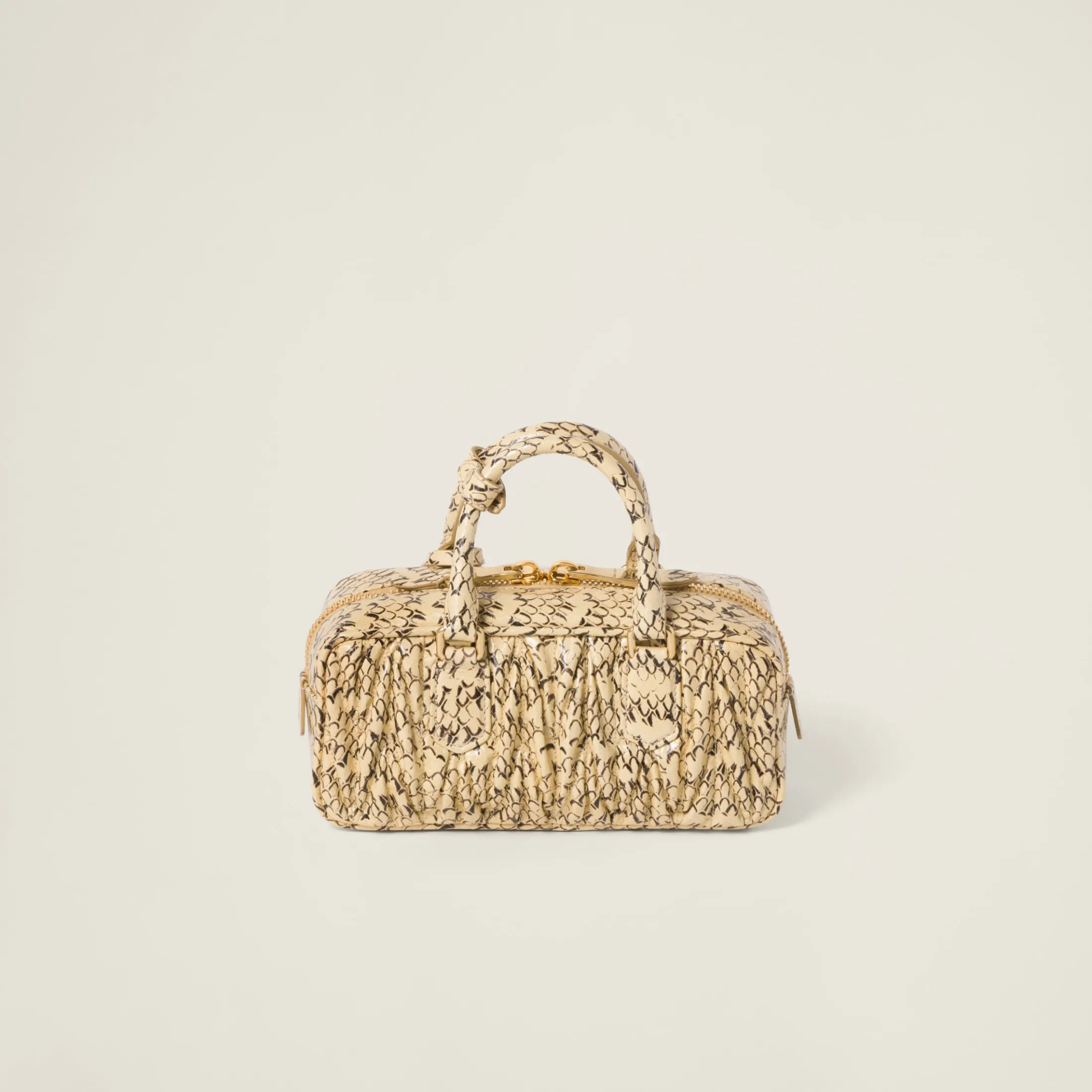 Waxy White Arcadie Whips-print Ayers Snakeskin Bag | Miu Miu