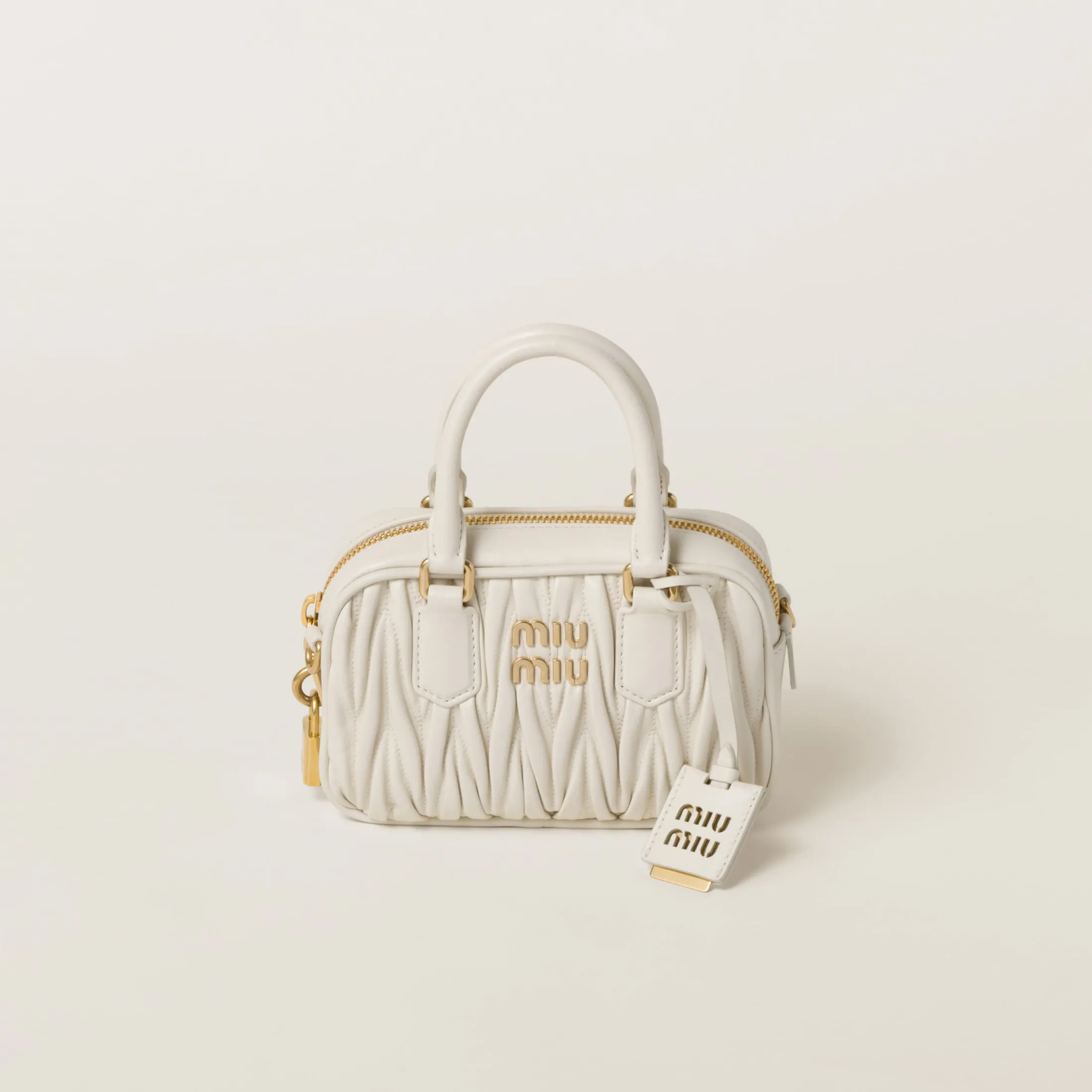 White Arcadie Matelassé Nappa Leather Bag | Miu Miu