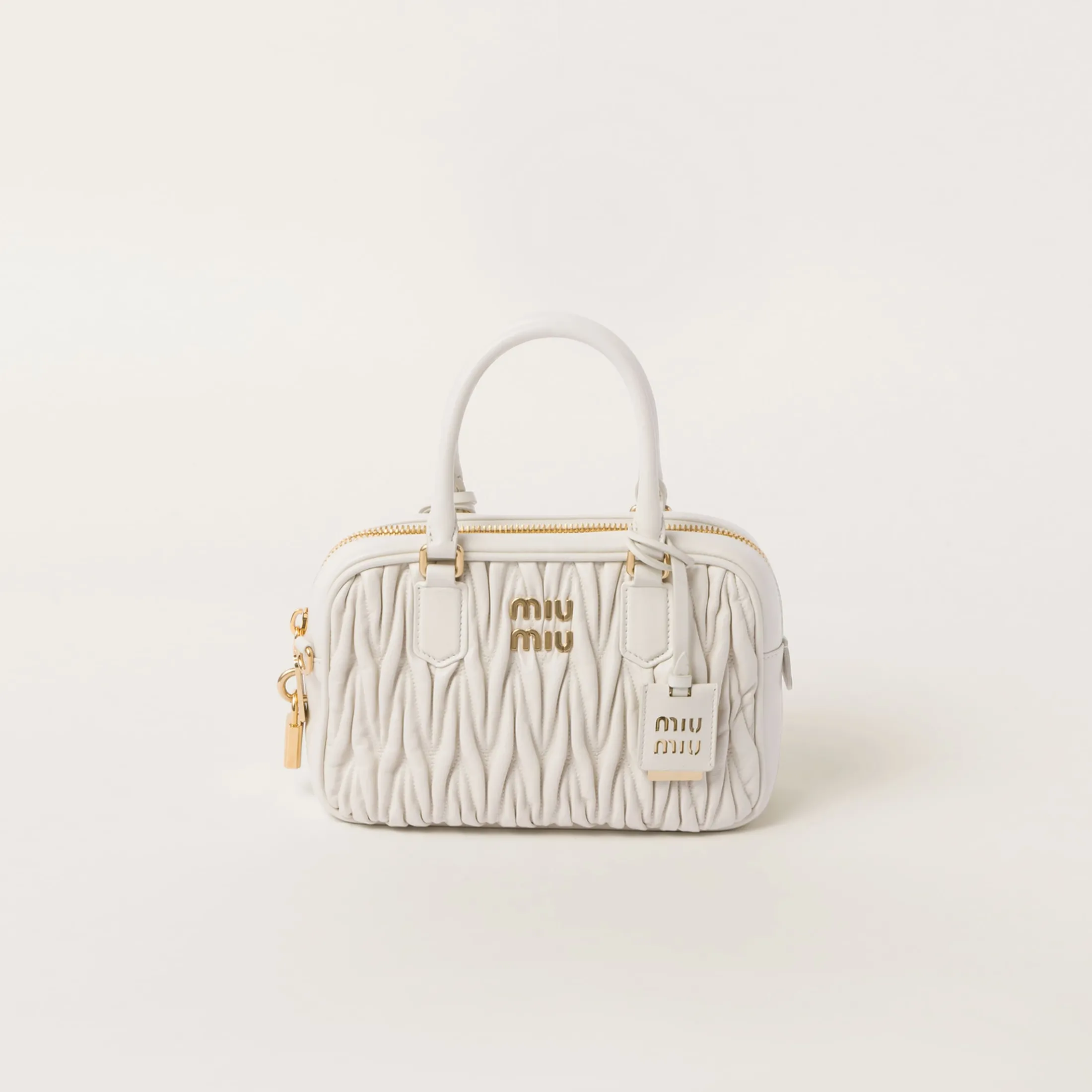 White Arcadie Matelassé Nappa Leather Bag | Miu Miu