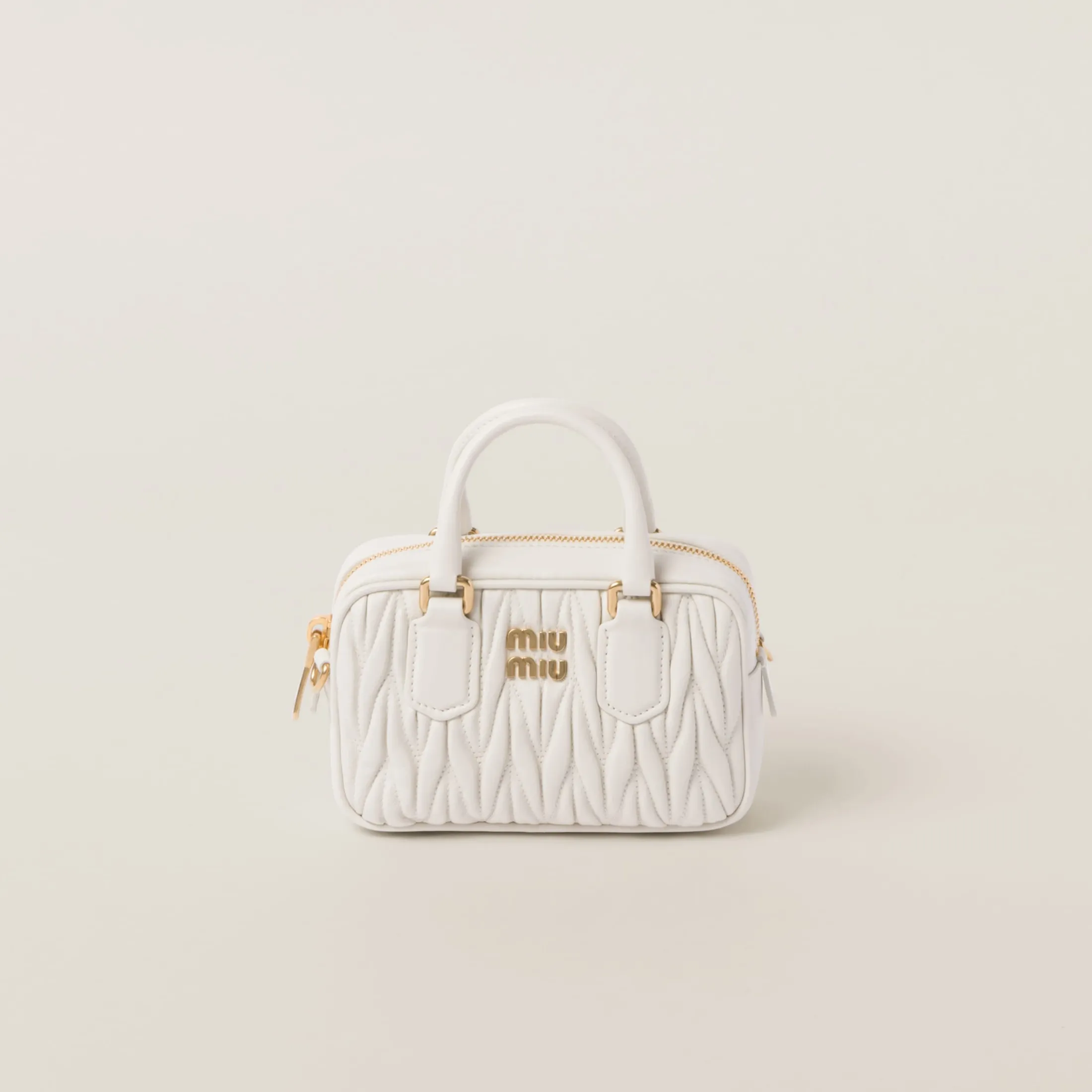 White Arcadie Matelassé Nappa Leather Mini-bag | Miu Miu