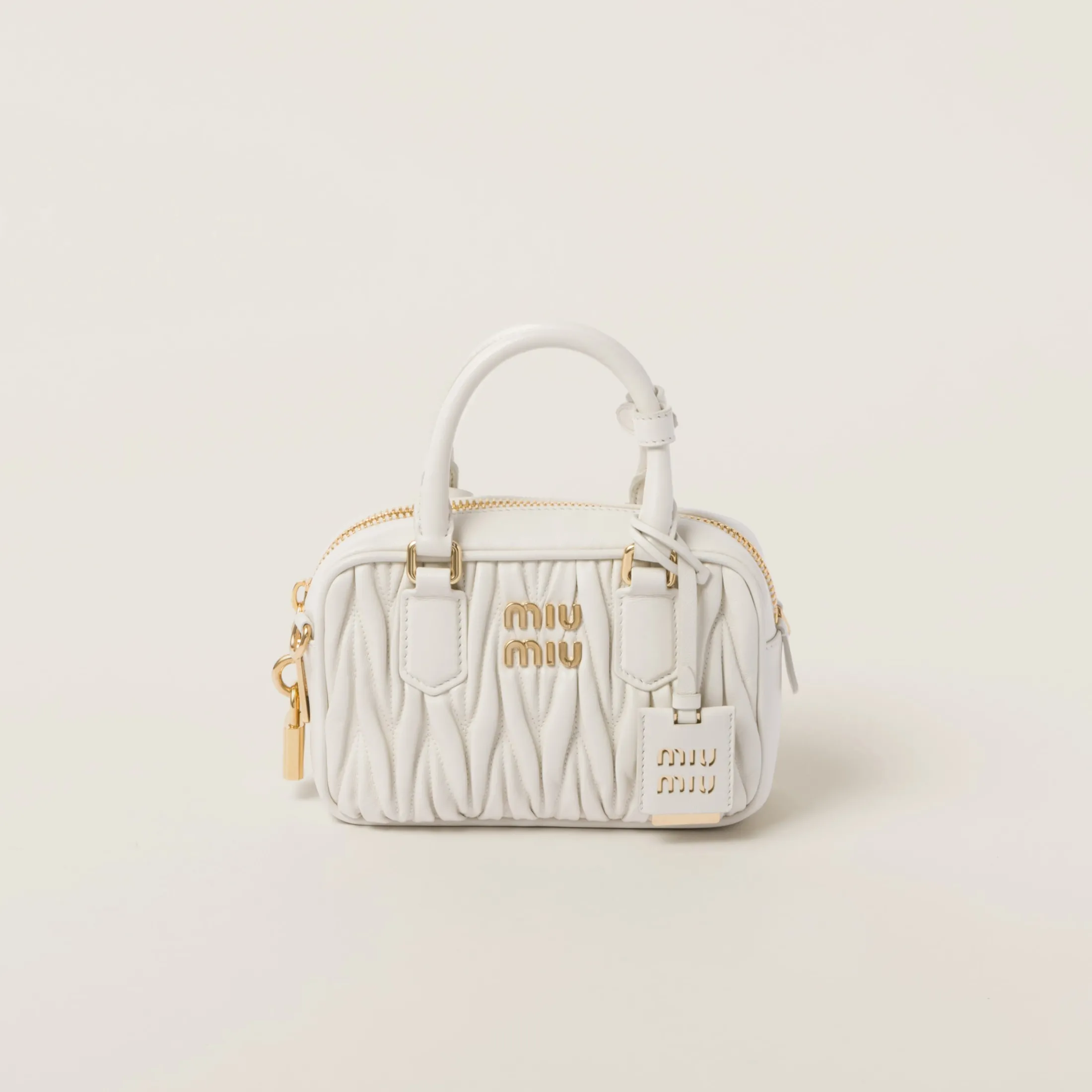 White Arcadie Matelassé Nappa Leather Bag | Miu Miu