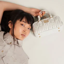 White Arcadie Matelassé Nappa Leather Bag | Miu Miu