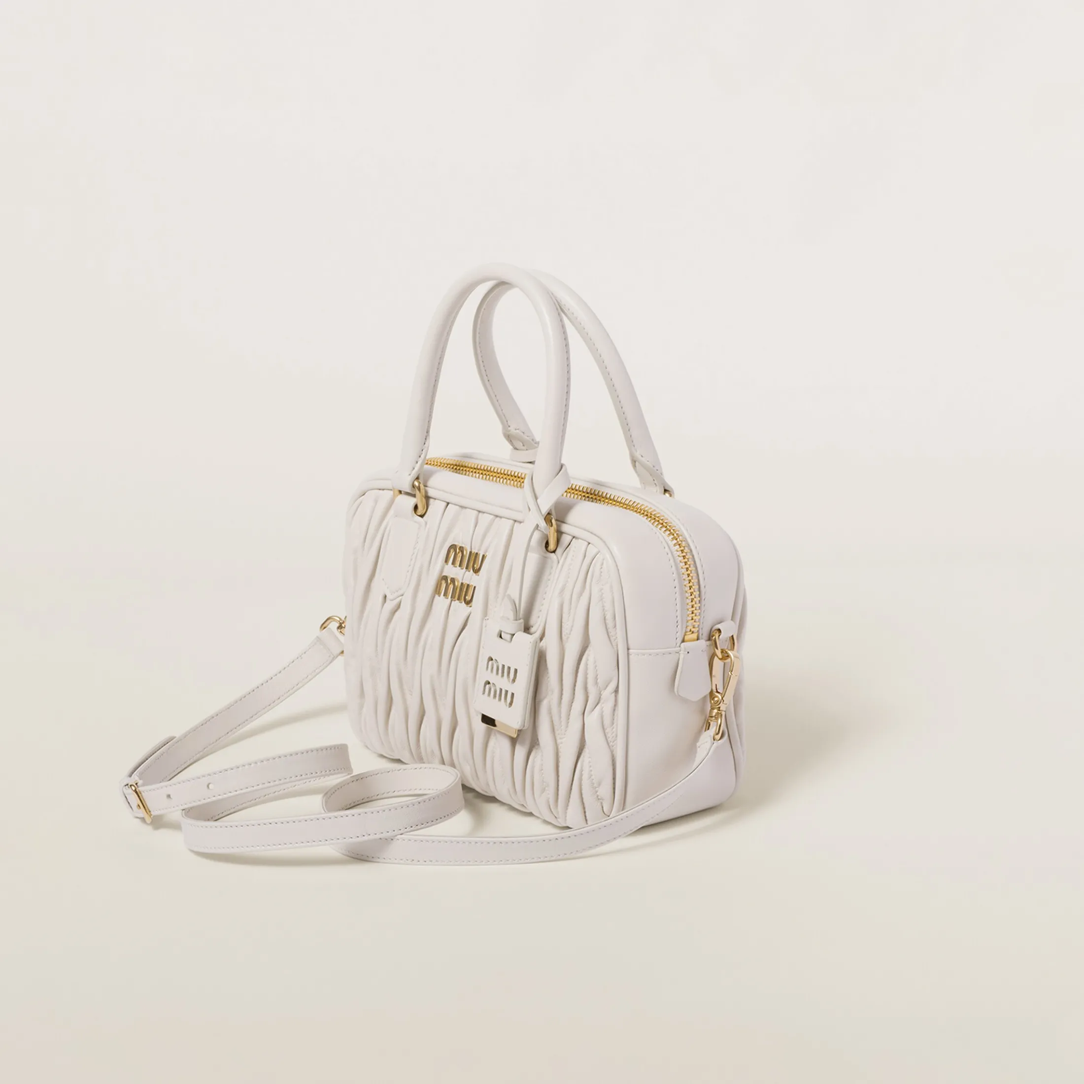 White Arcadie Matelassé Nappa Leather Bag | Miu Miu