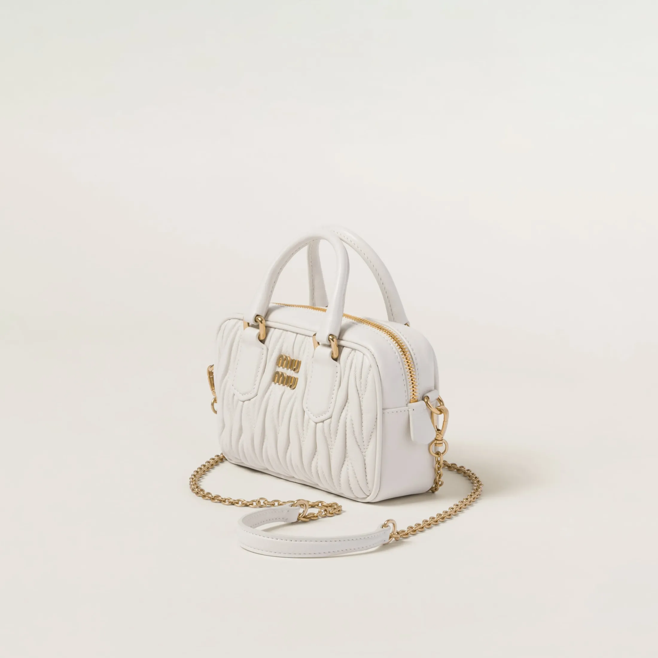 White Arcadie Matelassé Nappa Leather Mini-bag | Miu Miu