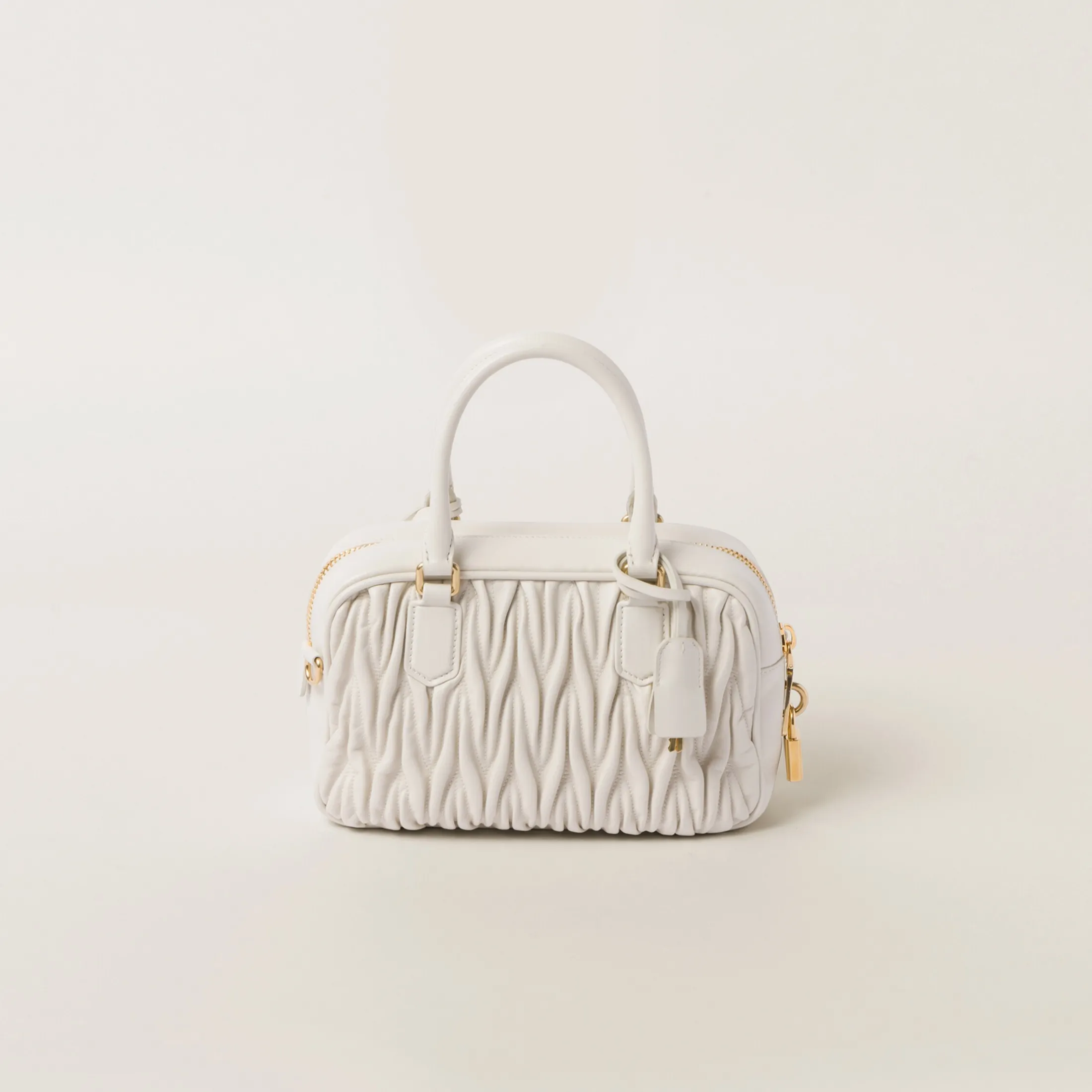 White Arcadie Matelassé Nappa Leather Bag | Miu Miu