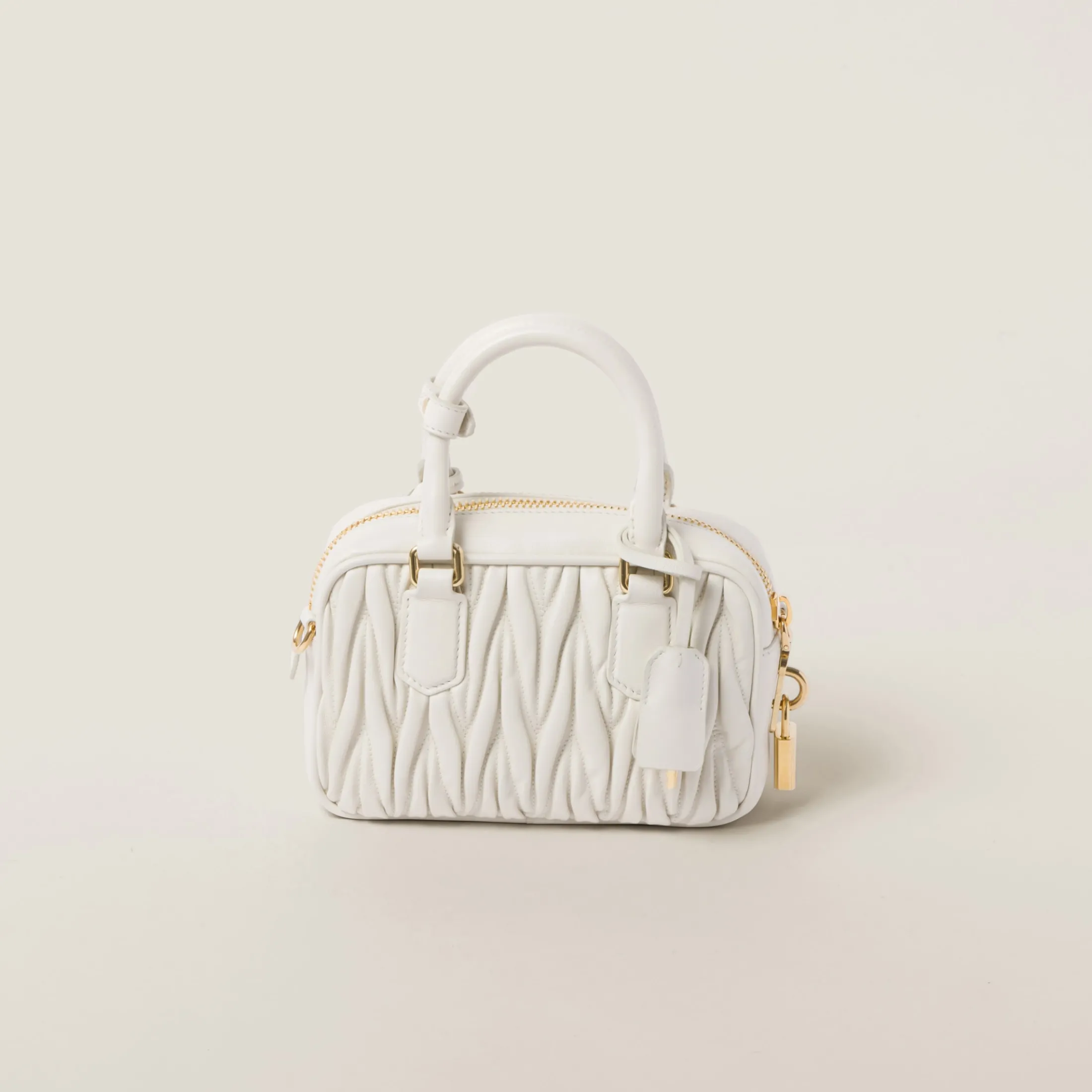 White Arcadie Matelassé Nappa Leather Bag | Miu Miu