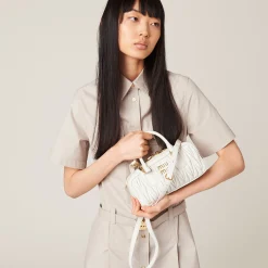 White Arcadie Matelassé Nappa Leather Bag | Miu Miu