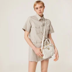 White Arcadie Matelassé Nappa Leather Bag | Miu Miu